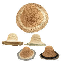 Sombrero de Paja de Verano para Mujer, Sombrero de Playa de Ala Ancha con Protección UV, Cómodo y Transpirable, Ajustable y Plegable, Ideal para Viajes y Aire Libre (Gris/Negro/Verde/Khaki/Beige) - details 0