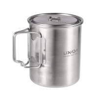 Taza Lixada De Acero Inoxidable 750ml Con Manijas Plegables Y Tapa Para Camping Senderismo Y Excursiones Al Aire Libre - details 0