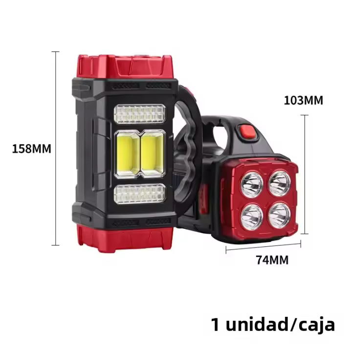 Luz Portátil Multifuncional Solar Recargable LED USB Fuente De Luz Doble Para Camping Y Exteriores Fuente De Luz De Búsqueda Fuerte - 1