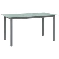 vidaXL Mesa de jardín de aluminio y vidrio 150x90x74 cm en color Gris claro/Negro | estructura resistente ideal para salón dormitorio o estudio - details 0