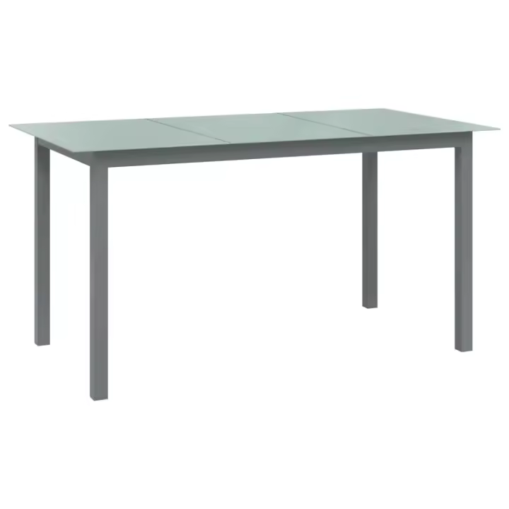 vidaXL Mesa de jardín de aluminio y vidrio 150x90x74 cm en color Gris claro/Negro | estructura resistente ideal para salón dormitorio o estudio - 1