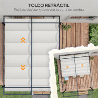 Outsunny Pérgola 3x4 m Gazebo Cenador de Jardín con Techo Retráctil de Poliéster y 12 Orificios de Drenaje Pérgola para Patio Terraza Exterior Gris Oscuro - details 3