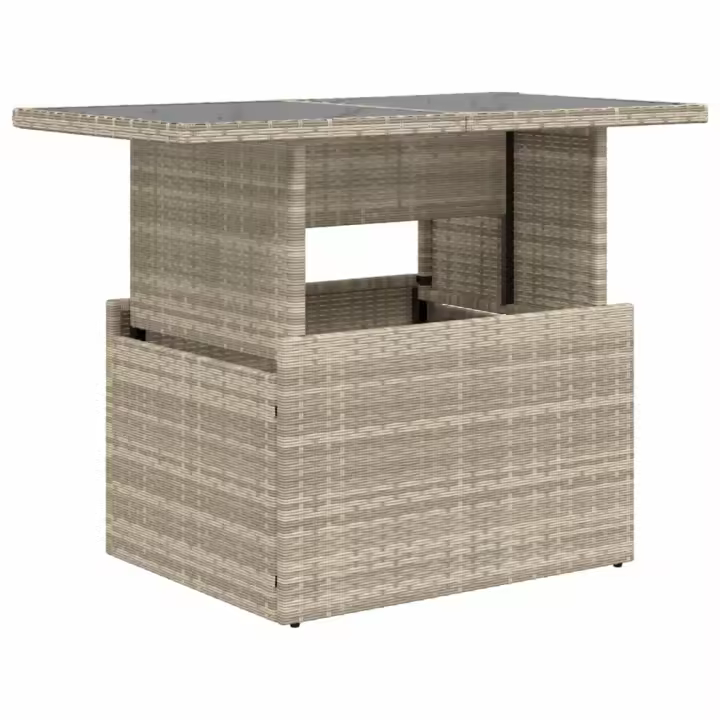 Mesa Jardín superficie Vidrio traqueteo PE gris Claro 100x55x73 cm - 1