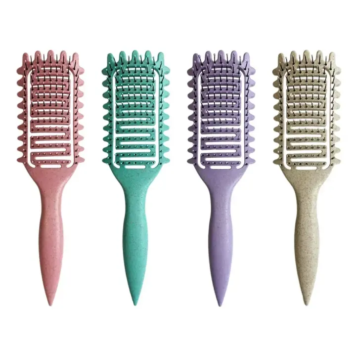 Cepillo De Estilo Para Rizos Define Y Define El Cabello Húmedo Cepillo Desenredante Hueco Herramienta De Peluquería Para Cabello Rizado - 1