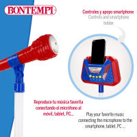Bontempi - Micrófono de escenario inalámbrico, 37x80-105 cm, regulable en altura, con efectos luminosos y aplausos, 5 canciones pregrabadas, con soporte para móvil, 3 pilas AA no incluidas, juguete musical, juguetes musicales - details 2