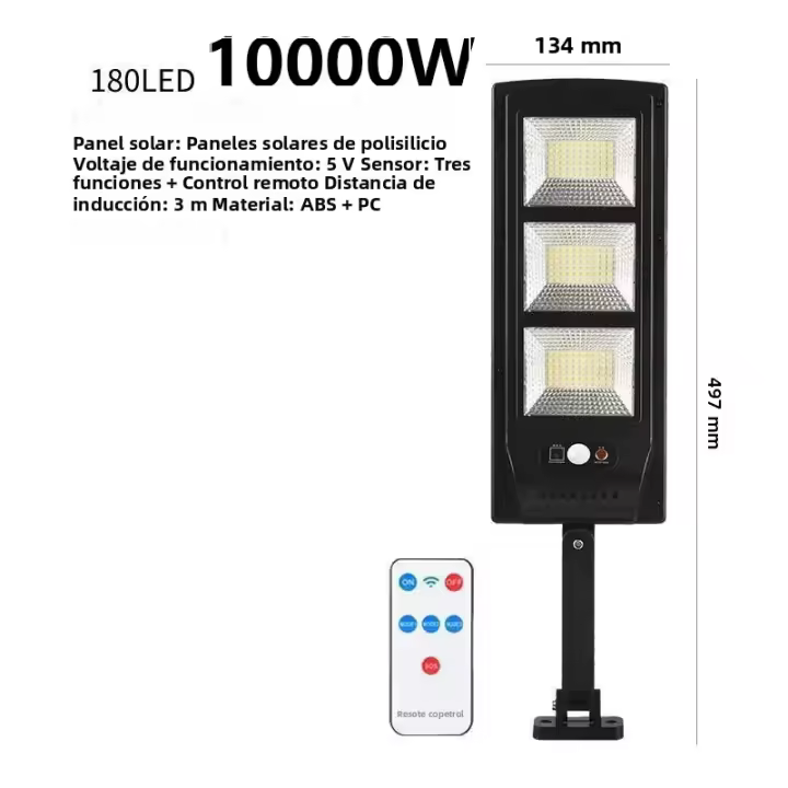 Lámpara De Calle Solar Exterior 2000W Con Sensor De Movimiento Control Remoto Impermeable Alta Potencia Brillante Para Hogar Y Courtyard - 1