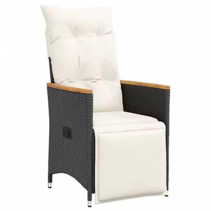 Sellón reclinable de Jardín with almohadas sintético Negro - 1