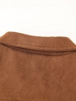 Chaqueta Casual Para Mujer ZBZA Marrón Vintage Con Pochetes Y Cuello En V Simple Breasted De Manga Larga Outerwear Slim Para Primavera Y Otoño - details 17