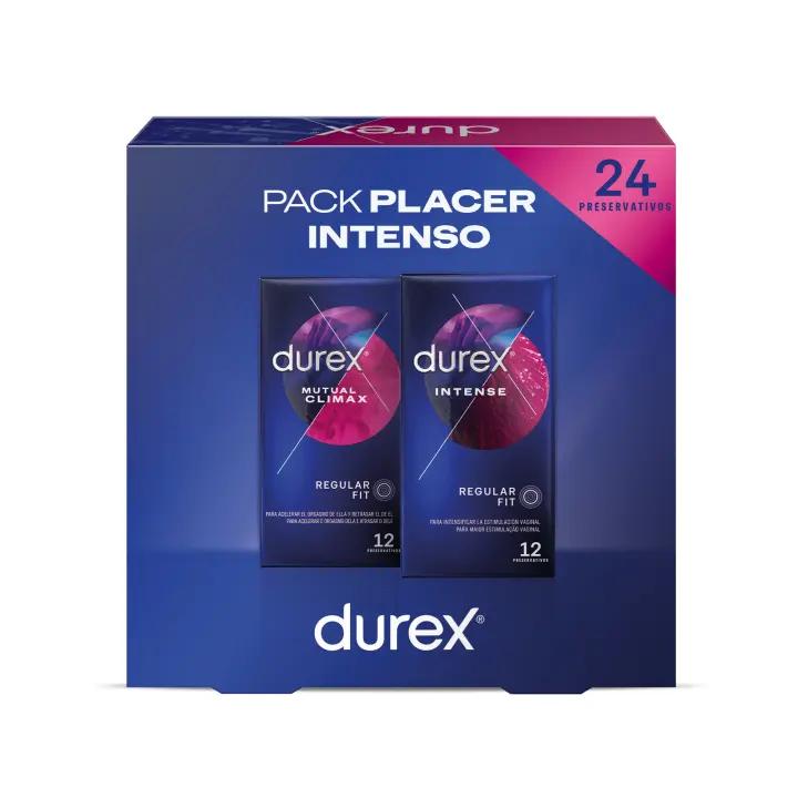 Durex - Pack Placer Intenso - Preservativos Mutual Climax + Durex Preservativos Intense - 24 Condones para Sexo Seguro - 1