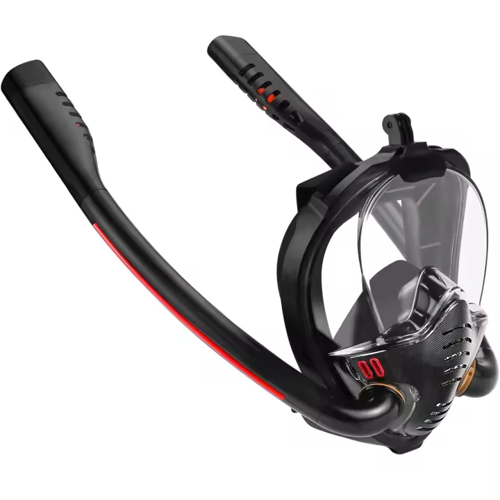 Mascara de buceo integral para adultos L-XL – Máscara de snorkel 180° con doble tubo respiratorio, sistema anti-vaho y anti-fugas, protección CO₂, respiración natural nariz y boca, máscara de buceo completa unisex para playa y viaje - 1