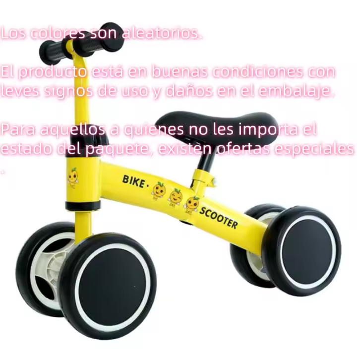 Bicicleta de Equilibrio Infantil sin Pedales, Bicicleta de Deslizamiento para Bebés de 1-2-3 Años, Cuatro Ruedas, Tres Colores - 1