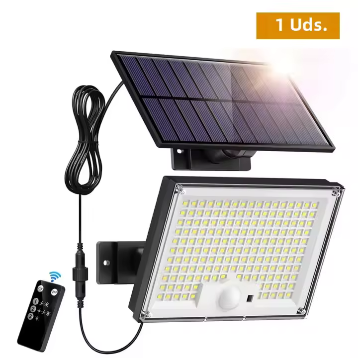 Lámpara De Pared Solar Exterior 304/172 LED Integrada Super Brillante Sensor De Movimiento Fuerte Energía IP65 Impermeable 3 Modos De Trabajo Para Jardín - 1