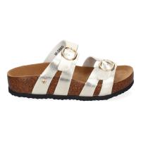 PuntoSalao Sandalias doradas planas material bio comoda doble hebilla mujer M-286 - details 1