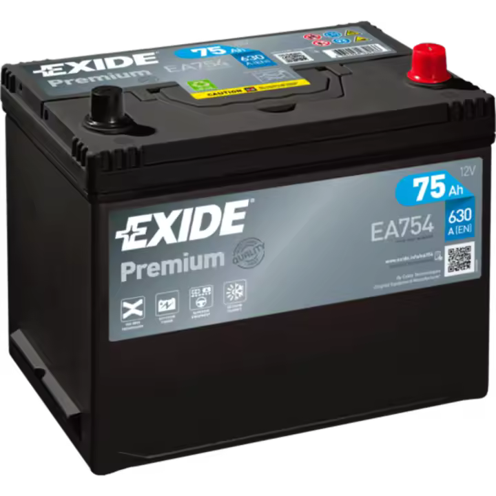 Batería de coche Exide EA754 Premium. 12V - 75Ah/630A (EN) Caja D26 - 1