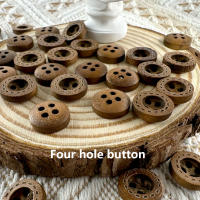 Botones De Madera Natural 50pcs Botón De Ojos Cuatro Holes Para Camisa De Algodón Alta Calidad Birch Teak Color Primario Para Niños - details 0