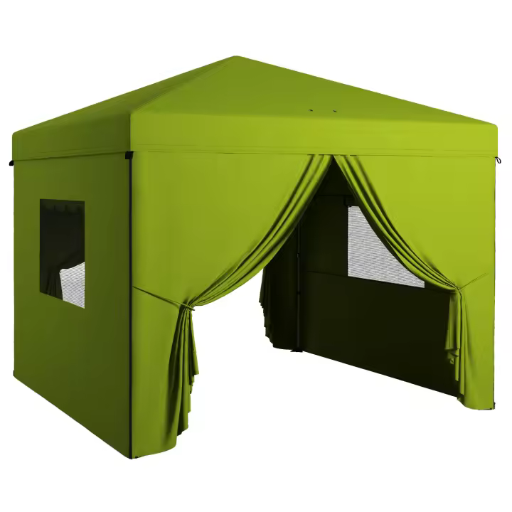 Outsunny Carpa Plegable 3x3 m Cenador de Jardín con 4 Paredes Laterales 2 Ventanas de Malla Altura Ajustable Bolsa de Transporte Impermeable y Anti-UV para Camping Fiestas - 1