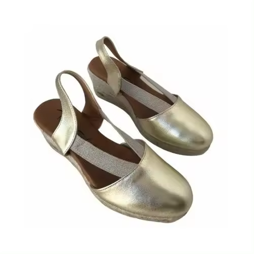 Torres zapato cuña esparto con puntera cerrada en piel laminada - 1
