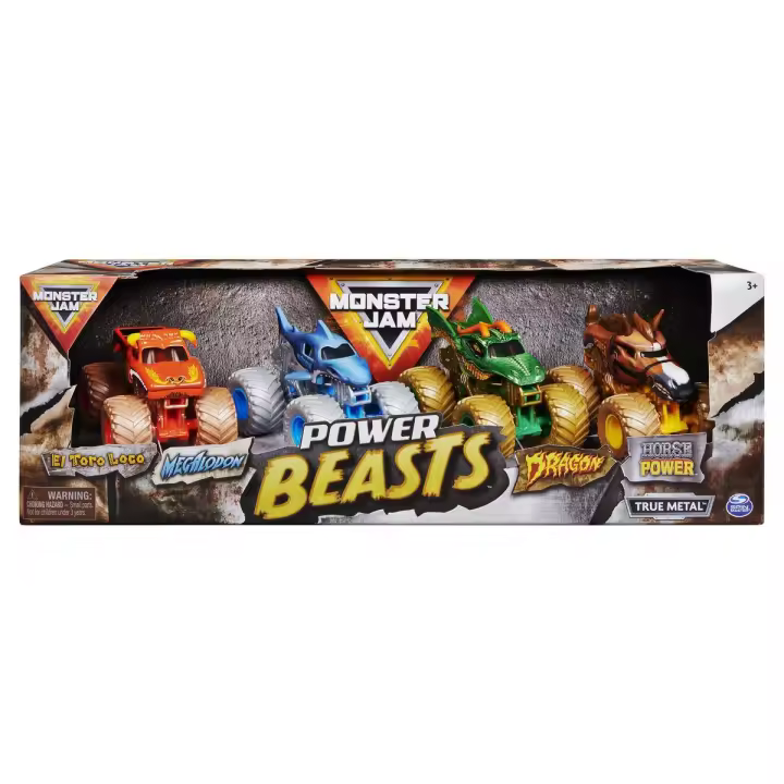 SPIN MASTER - Monster Jam - Coches Monster Truck - Pack Monster MUTT - 4 Camiones Metálicos a Escala 1:64 - 6053860 - Juguetes Niños +3 años - 1