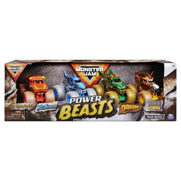 SPIN MASTER - Monster Jam - Coches Monster Truck - Pack Monster MUTT - 4 Camiones Metálicos a Escala 1:64 - 6053860 - Juguetes Niños +3 años - 1