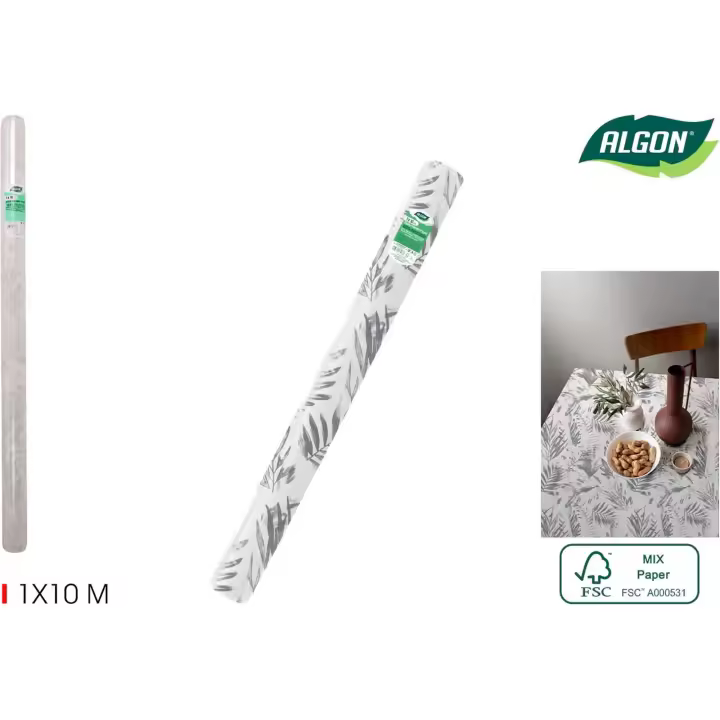 Algon - Rollo Mantel Leaves 1 con Mandril 1x10m - Práctico y Resistente, para Eventos - Económico - 1