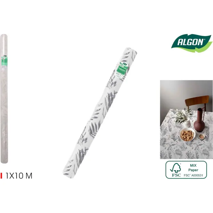 Algon - Rollo Mantel Leaves 1 con Mandril 1x10m - Práctico y Resistente, para Eventos - Económico - 1