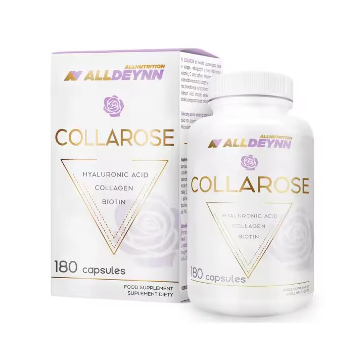 COLLAROSE 180 capsulas - ALLNUTRITION ALLDEYNN - Vitamina C,Ácido Hialurónico, Biotina, Colágeno, hidrolizado de colágeno en cápsulas. - 1