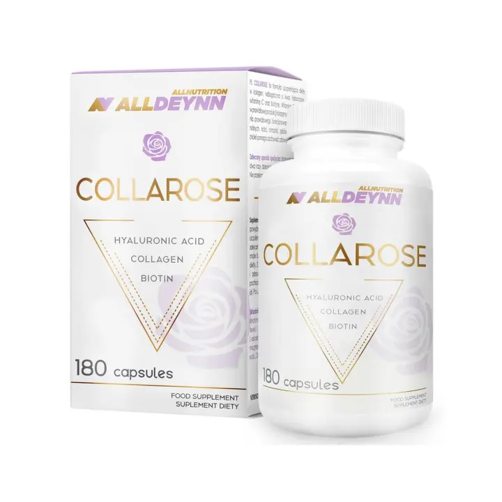COLLAROSE 180 capsulas - ALLNUTRITION ALLDEYNN - Vitamina C,Ácido Hialurónico, Biotina, Colágeno, hidrolizado de colágeno en cápsulas. - 1