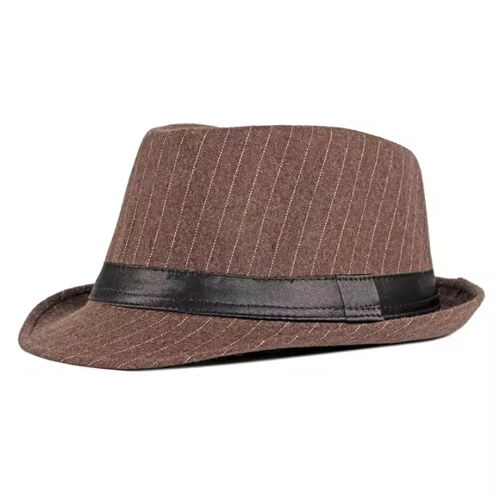 Sombrero De Moda Británica Para Hombres Nueva Colección Otoño-Invierno Estilo Jazz Con Rayas Adecuado Para Adultos Formales - 1