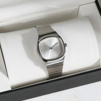 Reloj De Cuarzo Para Parejas 2024 Diseño Bauhaus Dial Cuadrado Reloj De Hombre Acero Inoxidable Resistente Al Agua Estilo Simple - details 4