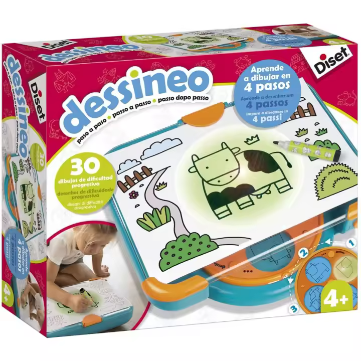Diset - Dessineo. Aprende a dibujar paso a paso (Pupitre con luz). Juego creativo - 1
