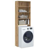vidaXL Armario de lavadora 64x24x190 cm en color Roble artisan/Madera antigua | almacenamiento funcional diseño moderno para baño dormitorio sala - details 0