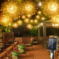 1PC Luces De Fuego Solar Colgantes Con 480LED Estrella En 8 Modos Impermeables Para Decoración De Navidad Y Halloween En Exteriores - details 0