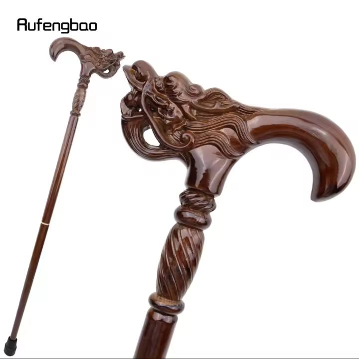 Bastón De Madera Marrón Dragón Para Fiesta De Disfraz De Vampiro Y Halloween 92cm Decorativo Y Moda Ideal Para Caminatas Y HIKE - 1