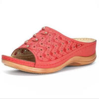 SP Sandalias de mujer de gran tamaño, sandalias de Playa de Fondo Grueso con Tacón de cuña para Exterior informales Retro Para Mujer. - details 1