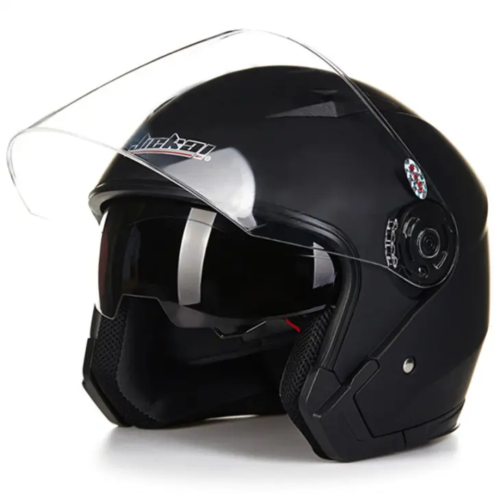 Casco de motocicleta ultraligero ajustable resistente al sol a prueba de lluvia antiniebla doble lente cara abierta hombres mujeres scooter 3/4 medio casco para cuatro estaciones - 1