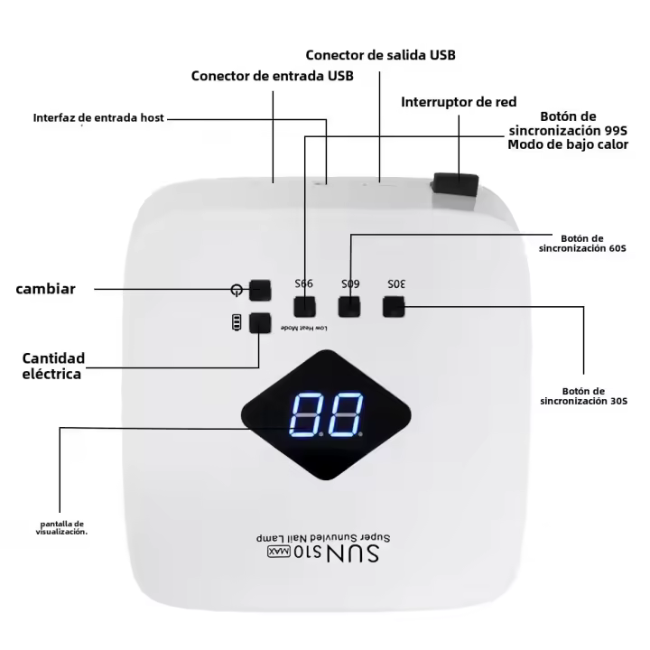 Lámpara Profesional De Uñas LED UV Recargable Sin Cable Con Luz Para Gel Y Máquina De Uñas Tiempo De Configuración De 4 Herramienta De Uñas MOV - 1