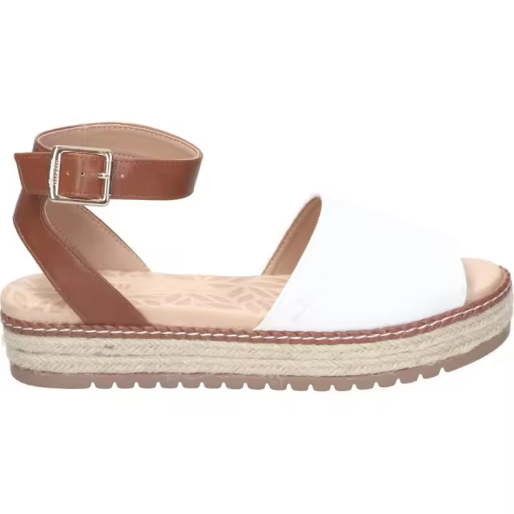 MTNG | Sandalias para niña – Sandalias color blanco para niña con correa color marrón – Sandalias con cierre de hebilla – sandalias con punta abierta – Estilo Casual – Plataforma de altura media -- Alta Calidad y Comodidad - Modelo 59617 - 1