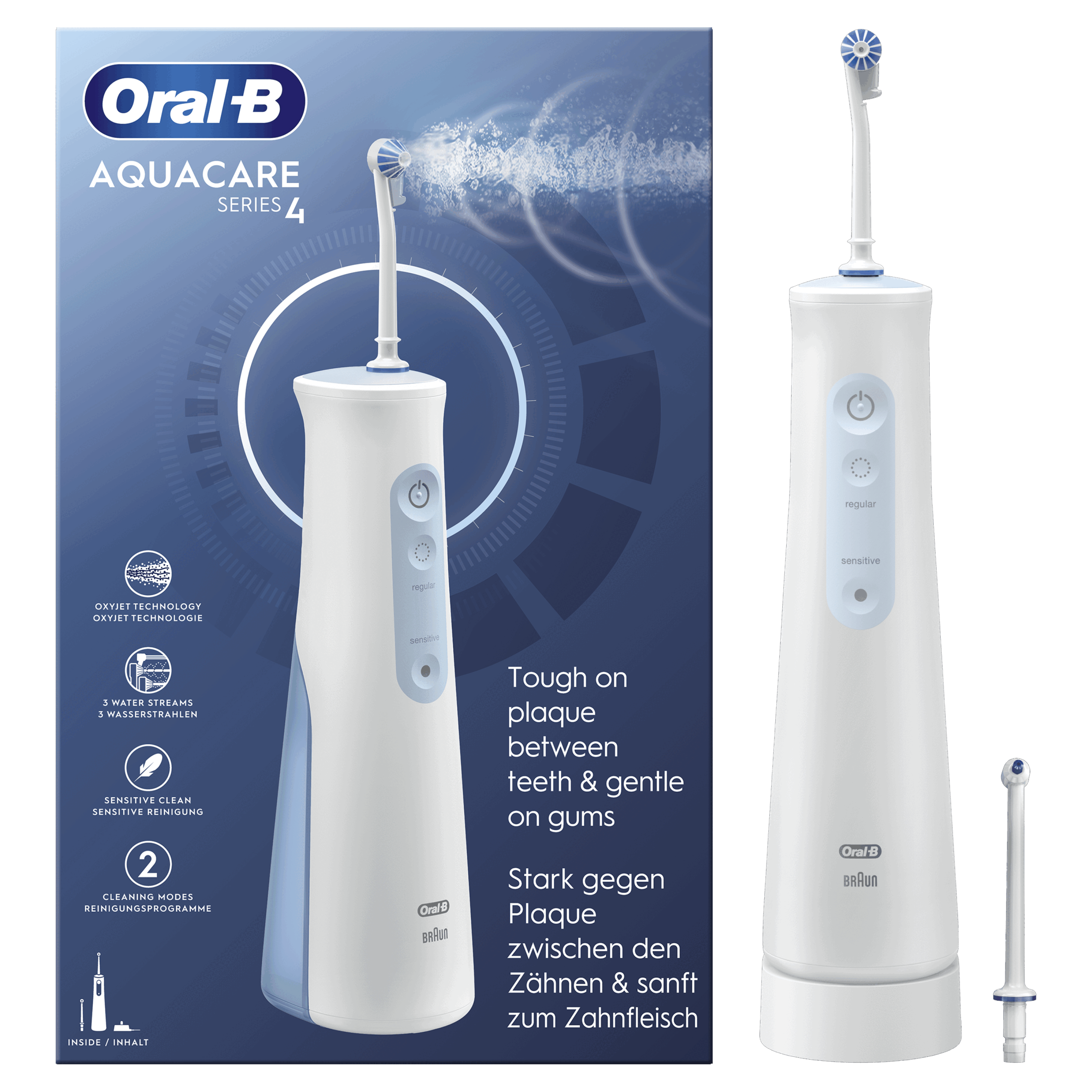 Oral-B Aquacare 4 Irrigador Bucal Portátil de agua Inalámbrico con Tecnología Oxyjet 4, Producto Europeo con Garantía Oficial.