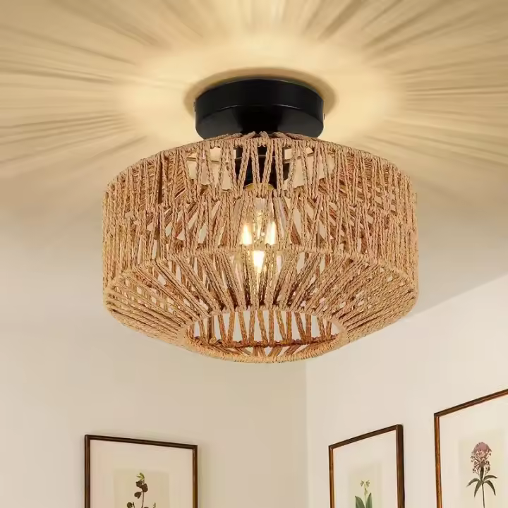 Lámpara Colgante De Tejido a Mano En Bambú Clásico Con Luz De Lustre Para Decoración De Habitaciones Y Salas De Estar Material De Hierro Y Acrílico Iluminación Diaria Sin Certificación Inteligente - 1