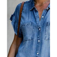 Vestido De Mezclilla Casual Para Mujer Con Bolsillos Cuello En V Botones Y Shorts Estilo Retro Unisex De Verano - details 5