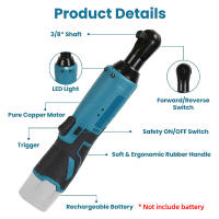 Llave De Impacto Eléctrica Sin Cable 12V 3/8 Pulgada Con Torque Máximo De 65Nm Herramienta De Driver De Ratchete Eléctrica Para Batería Recargable - details 0