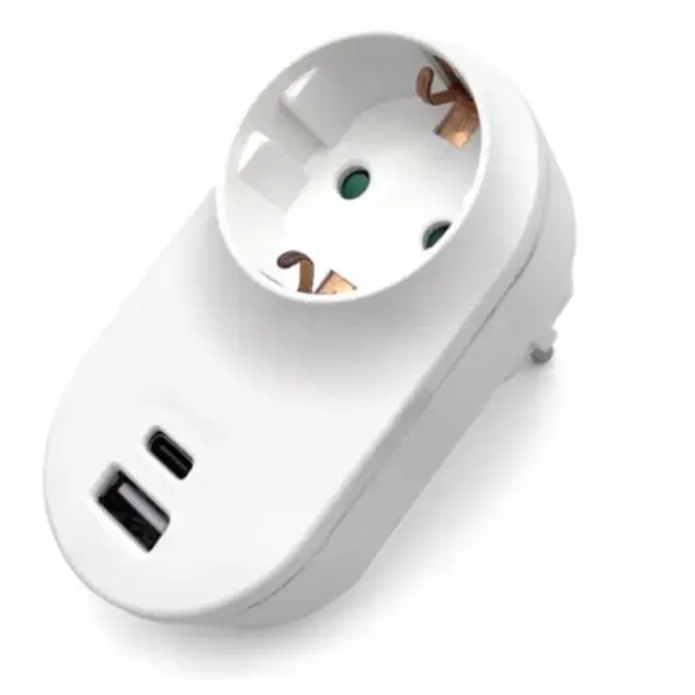 Ladrón Enchufe con USB A y Tipo C, Múltiple Schuko 16A, Compatible con Phone y Pad, Uso en Hogar y Oficina - 1