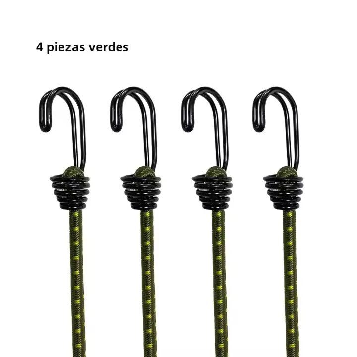 4Pcs Cordón Elástico De Bungee 60cm Con Gancho Metálico Para Acampar Y Acomodar Tiendas De Campaña Cuerda De Tied Rubber Para Equipaje Y Estraperos Al Aire Libre - 1