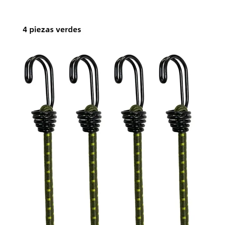 4Pcs Cordón Elástico De Bungee 60cm Con Gancho Metálico Para Acampar Y Acomodar Tiendas De Campaña Cuerda De Tied Rubber Para Equipaje Y Estraperos Al Aire Libre - 1