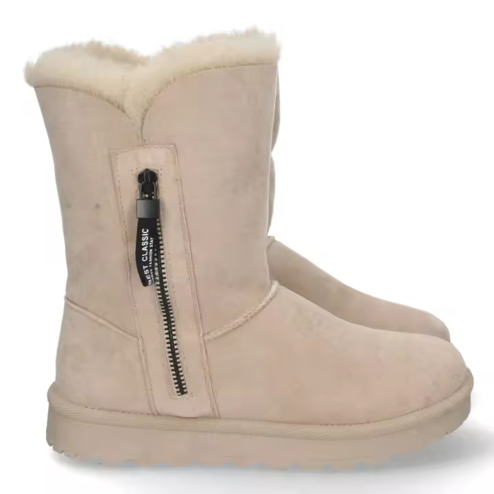 Botas australianas forradas en pelo y cremallera mujer color beige - 1