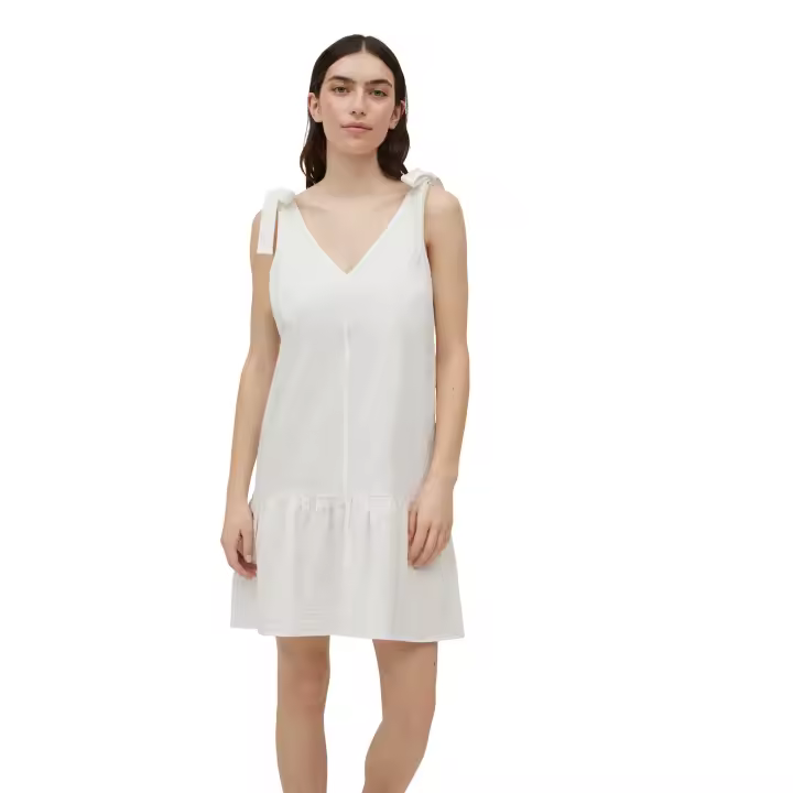 Ysabel Mora - Vestido corto algodón tirantes anudados blanco - 1