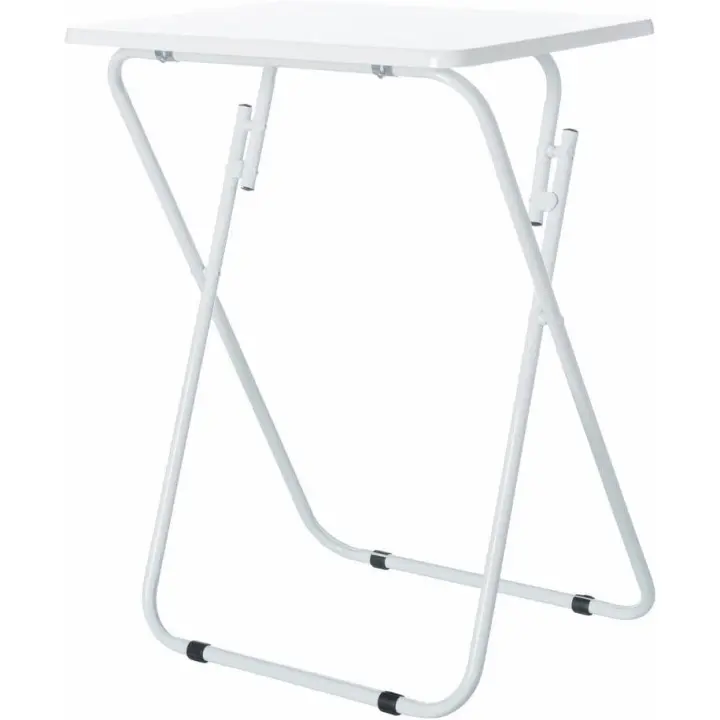 MIRAMAX--Mesita Auxiliar Plegable de Metal y Madera DM Blanca de 48x38x66 cm - 1
