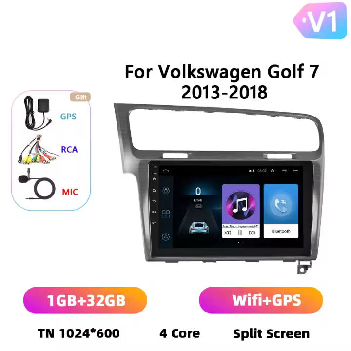 Podofo Radio de coche Android 2 Din para VW Volkswagen Golf 7 2013-2018 Carplay 8+128GB AI Voice WIFI+4G DSP GPS Navegación Multimedia Reproductor de Video - 1
