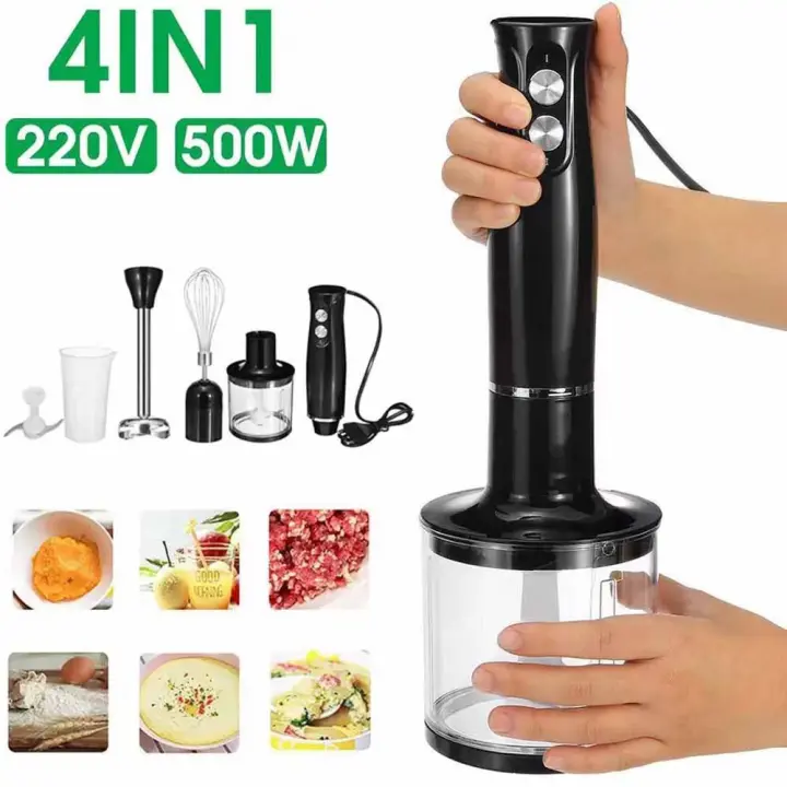 500W 4 in 1 Electric Stick Hand Blender Handheld Mixer Stainless Steel Blade 700ml Vegetable Meat Immersion Egg Whisk Juicer Set - 1