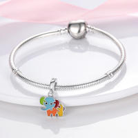 Encantos De Cocodrilo Plateado En Plata Con Dibujo Colorido Encantos Colgantes Para Pulseras Y Collares Joyería DIY - details 50